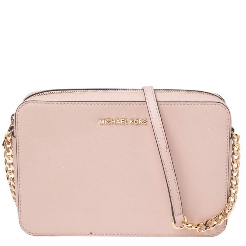 Michael Kors Powder Pink Saffiano Leather Jet Set Crossbody Bag
